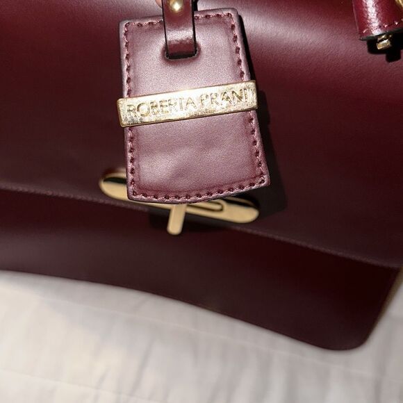 Roberta Prani Genuine Leather Burgundy “Chianti” Fur Handle Crossbody Bag - Picture 11 of 13